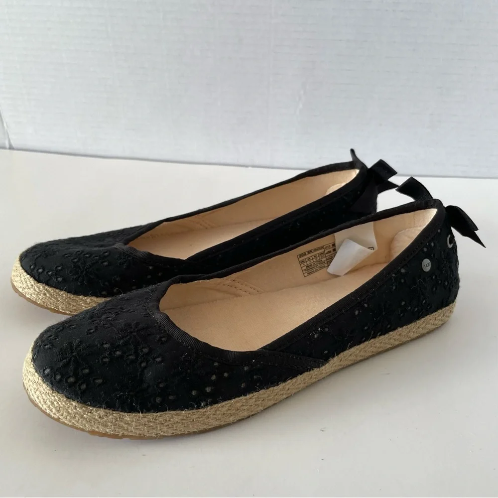 UGG Tassey Eyelet Black Flats Size 4US